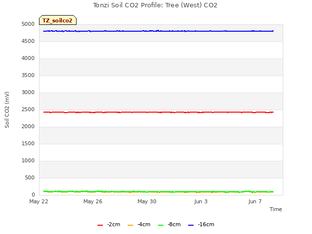 Explore the graph:Tonzi Soil CO2 Profile: Tree (West) CO2 in a new window