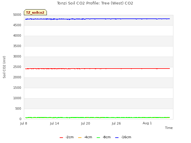 Graph showing Tonzi Soil CO2 Profile: Tree (West) CO2