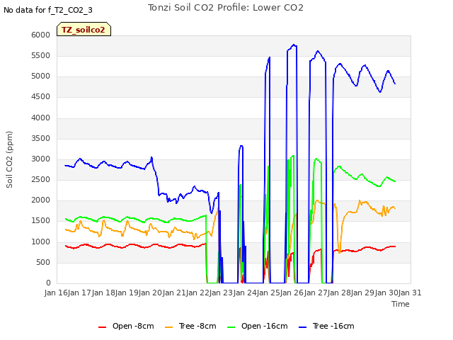 plot of Tonzi Soil CO2 Profile: Lower CO2