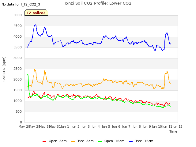 plot of Tonzi Soil CO2 Profile: Lower CO2