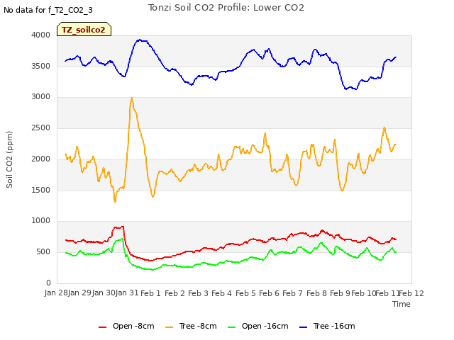 plot of Tonzi Soil CO2 Profile: Lower CO2