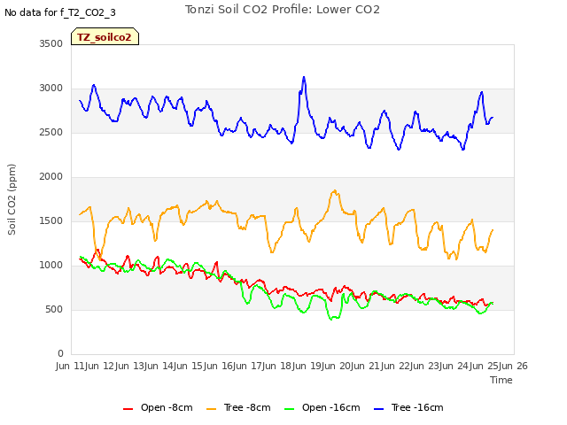 plot of Tonzi Soil CO2 Profile: Lower CO2