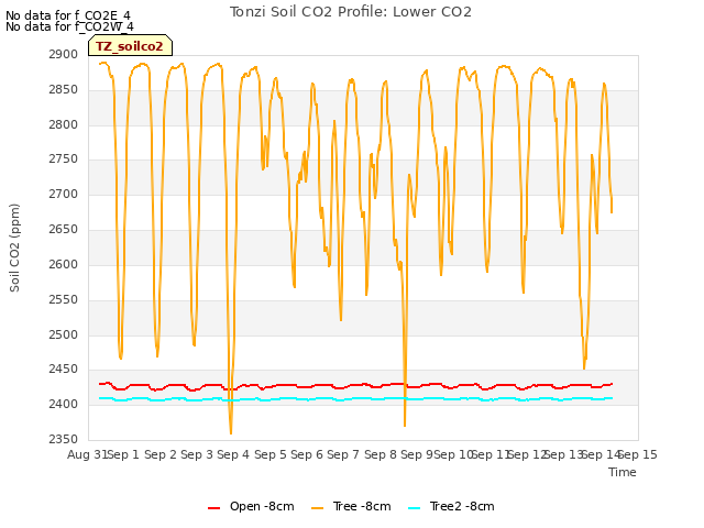 plot of Tonzi Soil CO2 Profile: Lower CO2