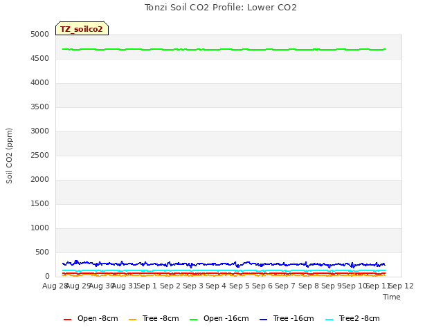 plot of Tonzi Soil CO2 Profile: Lower CO2