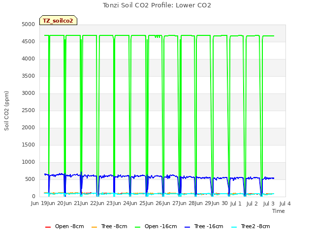 plot of Tonzi Soil CO2 Profile: Lower CO2