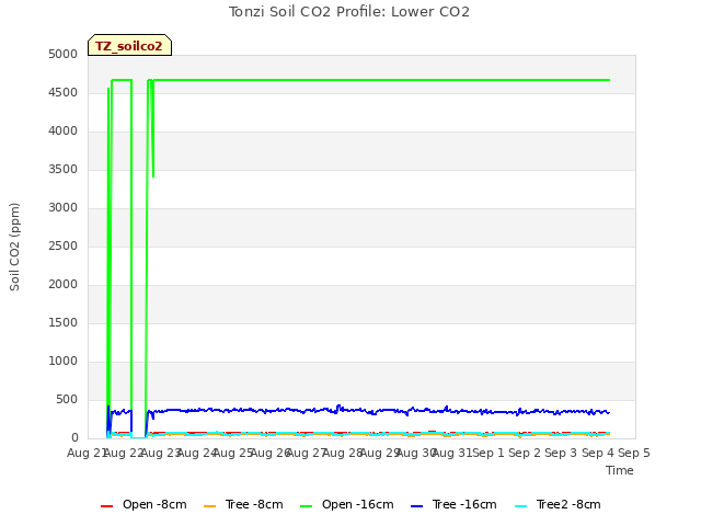 plot of Tonzi Soil CO2 Profile: Lower CO2