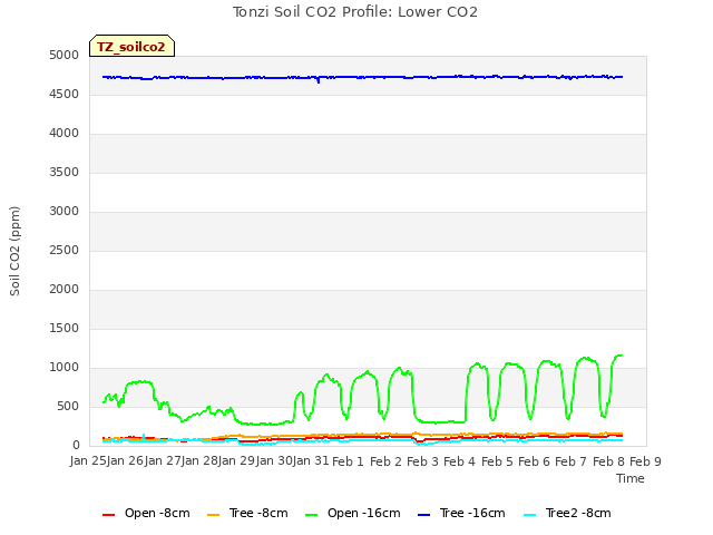 plot of Tonzi Soil CO2 Profile: Lower CO2