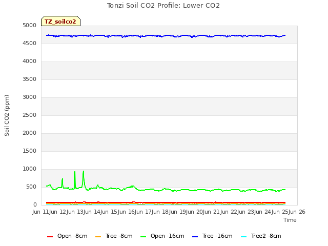 plot of Tonzi Soil CO2 Profile: Lower CO2