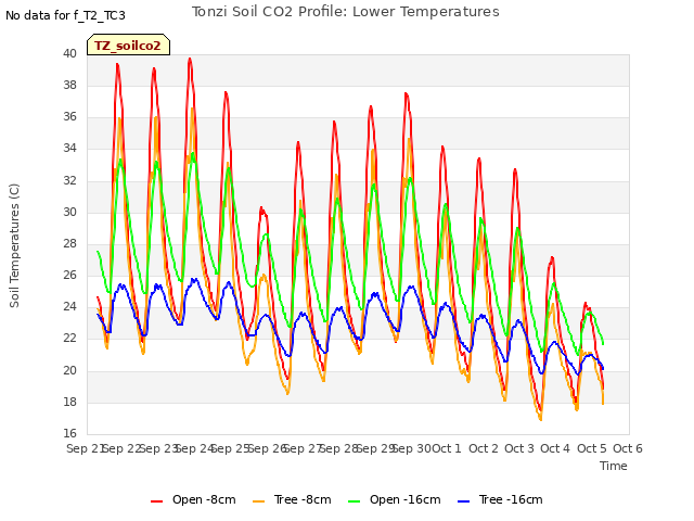 plot of Tonzi Soil CO2 Profile: Lower Temperatures