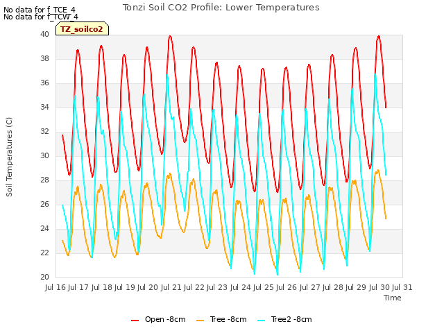 plot of Tonzi Soil CO2 Profile: Lower Temperatures