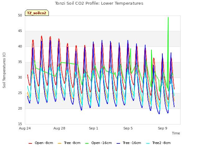 Explore the graph:Tonzi Soil CO2 Profile: Lower Temperatures in a new window