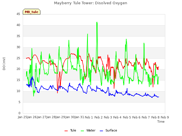 plot of Mayberry Tule Tower: Disolved Oxygen