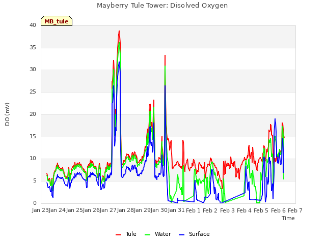 plot of Mayberry Tule Tower: Disolved Oxygen