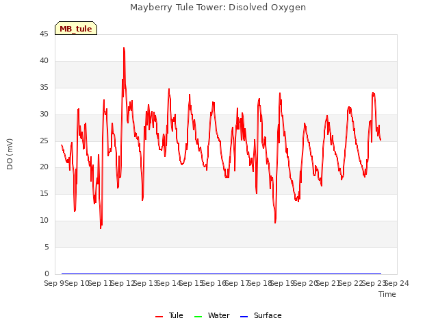 plot of Mayberry Tule Tower: Disolved Oxygen