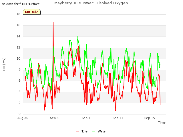 Explore the graph:Mayberry Tule Tower: Disolved Oxygen in a new window