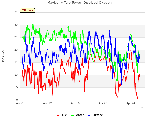 Explore the graph:Mayberry Tule Tower: Disolved Oxygen in a new window