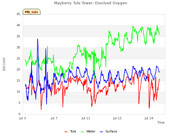 Explore the graph:Mayberry Tule Tower: Disolved Oxygen in a new window