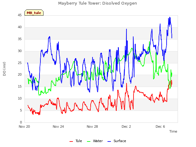 Explore the graph:Mayberry Tule Tower: Disolved Oxygen in a new window