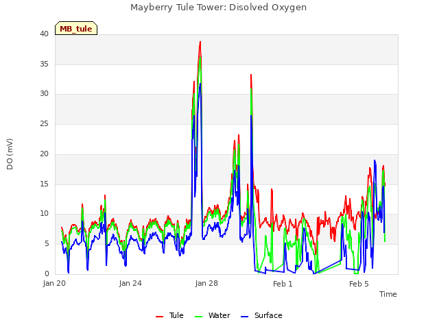 Explore the graph:Mayberry Tule Tower: Disolved Oxygen in a new window
