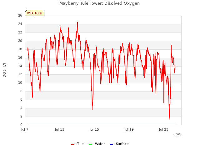 Explore the graph:Mayberry Tule Tower: Disolved Oxygen in a new window