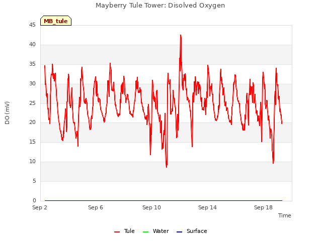 Explore the graph:Mayberry Tule Tower: Disolved Oxygen in a new window