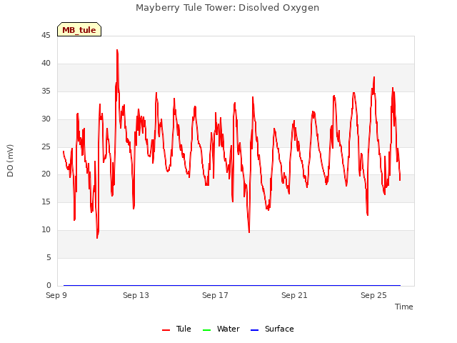 Explore the graph:Mayberry Tule Tower: Disolved Oxygen in a new window