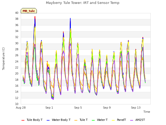 Explore the graph:Mayberry Tule Tower: IRT and Sensor Temp in a new window
