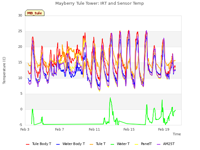 Explore the graph:Mayberry Tule Tower: IRT and Sensor Temp in a new window