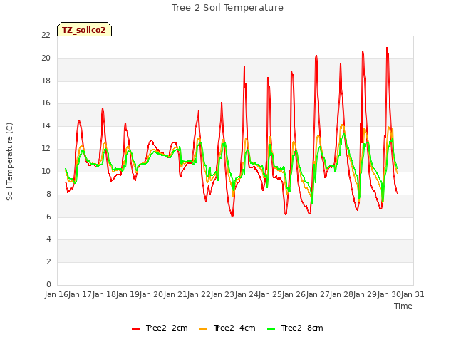 plot of Tree 2 Soil Temperature