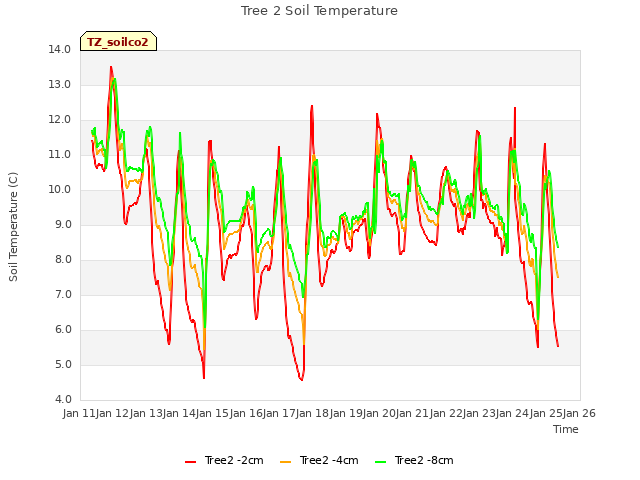 plot of Tree 2 Soil Temperature