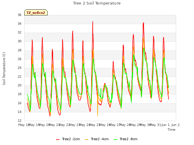 plot of Tree 2 Soil Temperature