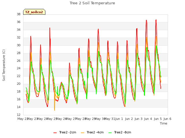 plot of Tree 2 Soil Temperature