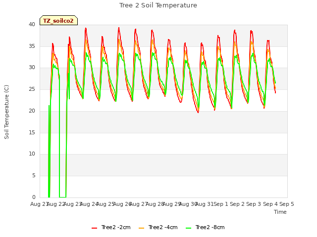 plot of Tree 2 Soil Temperature