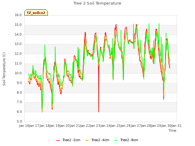 plot of Tree 2 Soil Temperature