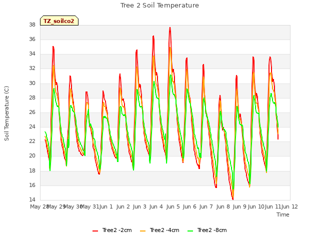 plot of Tree 2 Soil Temperature