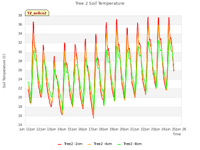 plot of Tree 2 Soil Temperature