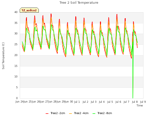 plot of Tree 2 Soil Temperature