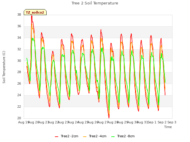 plot of Tree 2 Soil Temperature