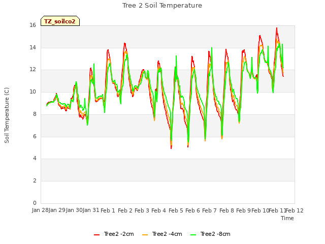 plot of Tree 2 Soil Temperature